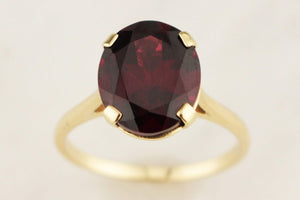 R&V CUSTOM GARNET COCKTAIL RING 9ct YELLOW GOLD