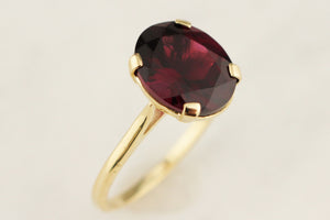 R&V CUSTOM GARNET COCKTAIL RING 9ct YELLOW GOLD