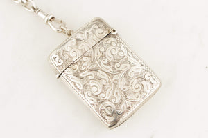 ANTIQUE VICTORIAN 1887 STERLING SILVER VESTA CASE