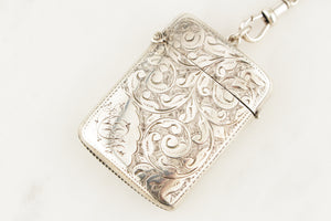 ANTIQUE VICTORIAN 1887 STERLING SILVER VESTA CASE