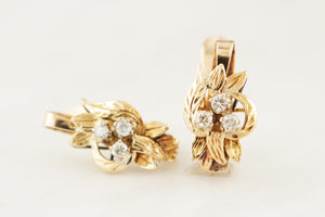 VINTAGE ESTATE c1940 DIAMOND EARRINGS 9ct GOLD