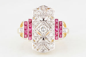 VINTAGE RUBY & DIAMOND RING 18ct GOLD