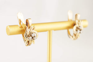 VINTAGE ESTATE c1940 DIAMOND EARRINGS 9ct GOLD