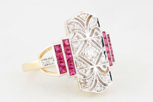 VINTAGE RUBY & DIAMOND RING 18ct GOLD
