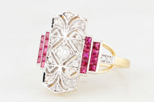 VINTAGE RUBY & DIAMOND RING 18ct GOLD