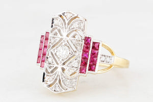 VINTAGE RUBY & DIAMOND RING 18ct GOLD
