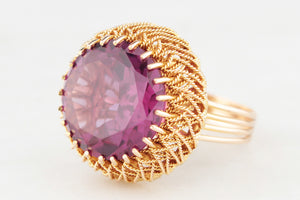 MID-CENTURY COLOUR CHANGE CORUNDUM COCKTAIL RING 14ct GOLD