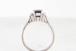 VINTAGE AUSTRALIAN SAPPHIRE & DIAMOND RING 18ct WHITE GOLD