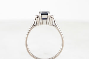 VINTAGE AUSTRALIAN SAPPHIRE & DIAMOND RING 18ct WHITE GOLD