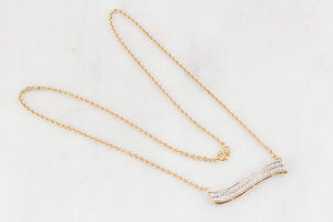 VINTAGE .75ct DIAMOND BAR NECKLACE 9ct GOLD