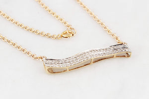 VINTAGE .75ct DIAMOND BAR NECKLACE 9ct GOLD
