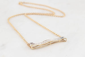 VINTAGE .75ct DIAMOND BAR NECKLACE 9ct GOLD