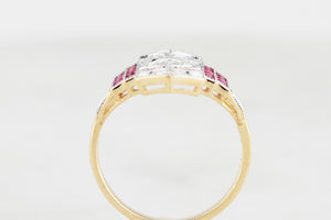 VINTAGE RUBY & DIAMOND RING 18ct GOLD