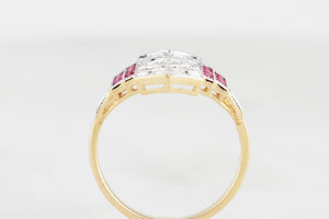 VINTAGE RUBY & DIAMOND RING 18ct GOLD