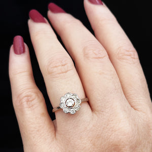 ANTIQUE ART DECO DIAMOND DAISY RING 18ct GOLD
