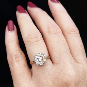 ANTIQUE ART DECO DIAMOND DAISY RING 18ct GOLD