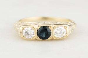 BESPOKE SAPPHIRE & DIAMOND RING 14ct GOLD