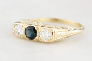 BESPOKE SAPPHIRE & DIAMOND RING 14ct GOLD