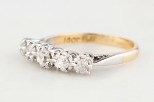 ANTIQUE FIVE-STONE .48ct DIAMOND RING 18ct YELLOW GOLD & PLATINUM
