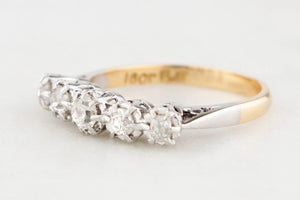 ANTIQUE FIVE-STONE .48ct DIAMOND RING 18ct YELLOW GOLD & PLATINUM