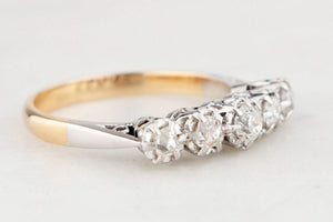 ANTIQUE FIVE-STONE .48ct DIAMOND RING 18ct YELLOW GOLD & PLATINUM