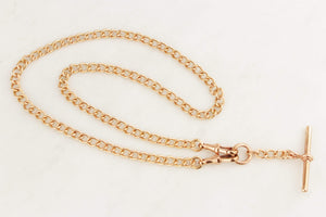 ANTIQUE EDWARDIAN c1900 DOUBLE ALBERT FOB CHAIN 9ct ROSE GOLD