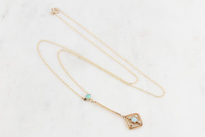 ORIGINAL ART DECO OPAL & SEED PEARL NECKLACE 9ct GOLD
