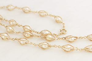 VINTAGE MID CENTURY c1970’s PEARL 9ct GOLD NECKLACE