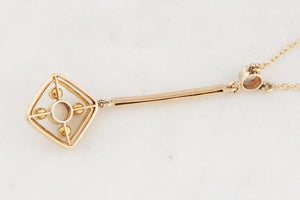 ORIGINAL ART DECO OPAL & SEED PEARL NECKLACE 9ct GOLD