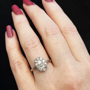 ANTIQUE 1.07ct DIAMOND CLUSTER RING 18ct GOLD