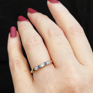 ANTIQUE SAPPHIRE & DIAMOND RING 18ct GOLD & PLATINUM