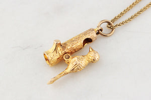 RETRO ARTICULATED WOODPECKER CHARM 9ct GOLD