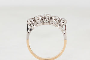 ANTIQUE FIVE-STONE .48ct DIAMOND RING 18ct YELLOW GOLD & PLATINUM