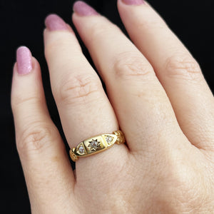 ANTIQUE 1889 DIAMOND TRILOGY RING 15ct GOLD