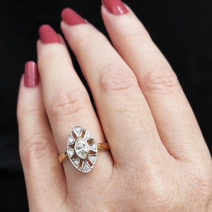 VINTAGE c1940 MARQUISE DIAMOND RING 18ct GOLD