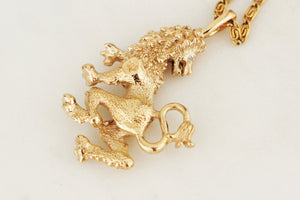 RETRO c1970 DIAMOND LION PENDANT 9ct YELLOW GOLD