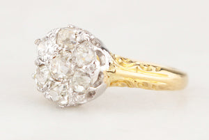 ANTIQUE VICTORIAN 1898 DIAMOND CLUSTER RING 18ct GOLD