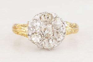 ANTIQUE VICTORIAN 1898 DIAMOND CLUSTER RING 18ct GOLD