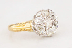 ANTIQUE VICTORIAN 1898 DIAMOND CLUSTER RING 18ct GOLD