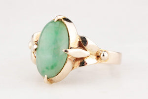 VINTAGE c1940's JADE RING 14ct GOLD