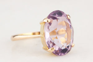 VINTAGE 7.2ct ROSE DE FRANCE AMETHYST COCKTAIL RING 14ct GOLD