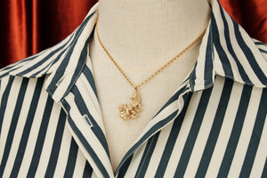 RETRO c1970 DIAMOND LION PENDANT 9ct YELLOW GOLD