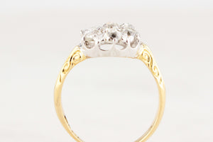ANTIQUE VICTORIAN 1898 DIAMOND CLUSTER RING 18ct GOLD