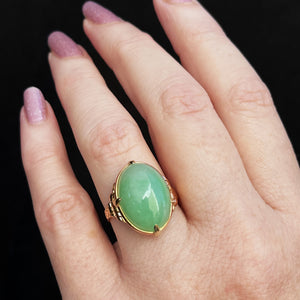 ANTIQUE ART DECO JADE RING 14CT GOLD