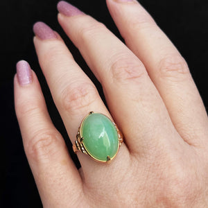 ANTIQUE ART DECO JADE RING 14CT GOLD