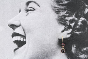 ANTIQUE EDWARDIAN GARNET DROP EARRINGS 9ct GOLD