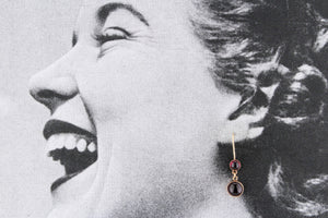 ANTIQUE EDWARDIAN GARNET DROP EARRINGS 9ct GOLD