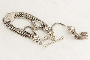 ANTIQUE VICTORIAN c1880 SILVER ALBERTINA BRACELET