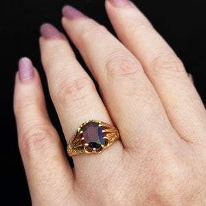 ANTIQUE GARNET RING 9CT GOLD, BIRMINGHAM 1909