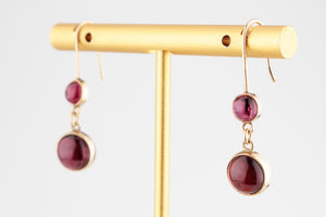 ANTIQUE EDWARDIAN GARNET DROP EARRINGS 9ct GOLD